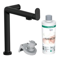 hansgrohe Spültisch-Einhebelmischer Aqittura M91 1jet, Starter Set, mattschwarz