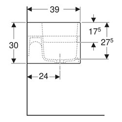 Geberit Spiel/Waschlandschaft Bambini 90cm, 2 WP, tief. Beck. re, w-a, o. Dek.