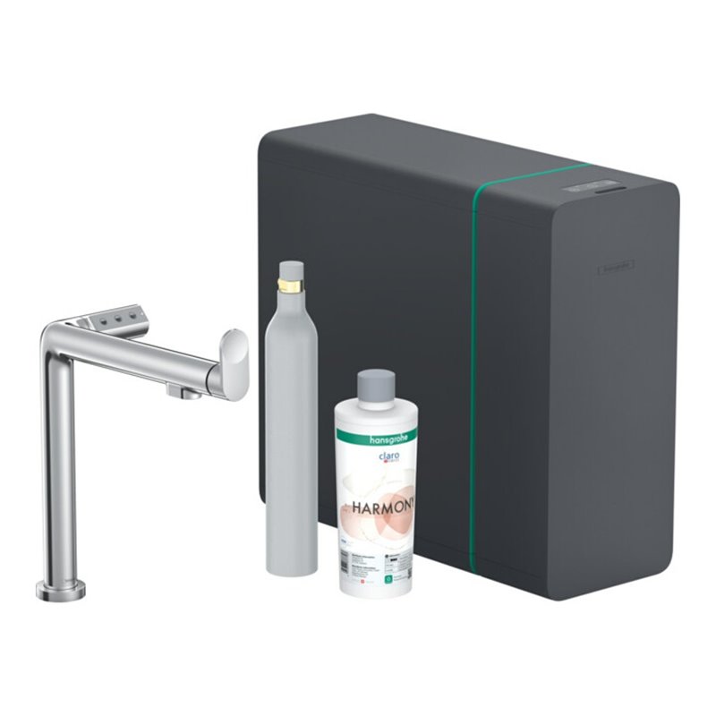 hansgrohe Spültisch-Einhebelmischer Aqittura M91 SodaSystem 240, 1jet, Starter Set, chrom