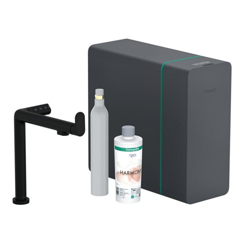 hansgrohe Spültisch-Einhebelmischer Aqittura M91 SodaSys 240, 1j, Start Set, mattschwarz