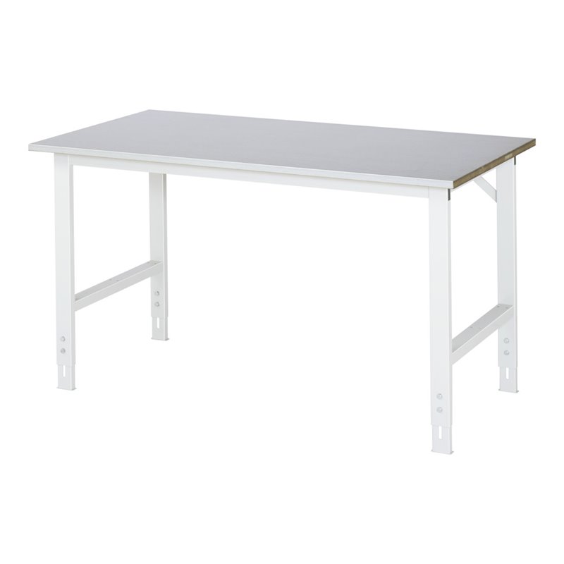 Rau Arbeitstisch Tom, stufenlos manuell höhenverstellbar zwischen 760 - 1080 mm, Arbeitsplatte Stahlblech