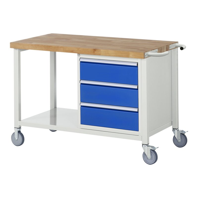 Rau fahrbare Werkbank 8157 880 mm 700 mm Buche-Massiv-Platte