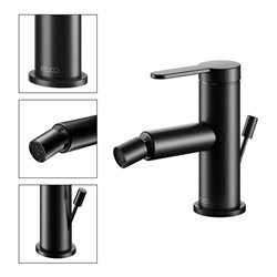 Keuco Bidet-Einhebelmischer IXMO Flat Ausl. 110mm, m Abl.garn, schwarz matt