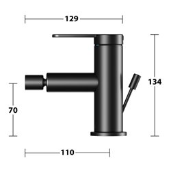 Keuco Bidet-Einhebelmischer IXMO Flat Ausl. 110mm, m Abl.garn, schwarz matt