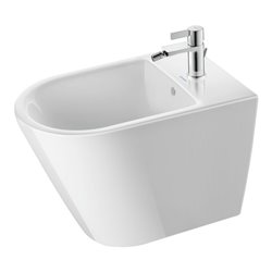 Duravit Stand-Bidet D-Neo 37x65cm, m HL, ÜL, Hahnlochbank, weiß