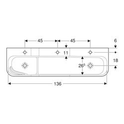 Geberit Spiel/Waschlandschaft Bambini 140cm, 3 WP, tief. B R, w-a, k.rot / or.