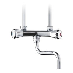 Clage Wand-Zweigriffarmatur SNO ch, m Kombiv., m schwenkb. Rohrausl 16cm