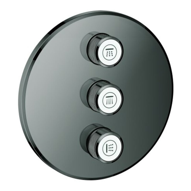 Grohe Fertigset Grohtherm Smartcontrol hard graphite, rund, UP-Ventil 3-fach