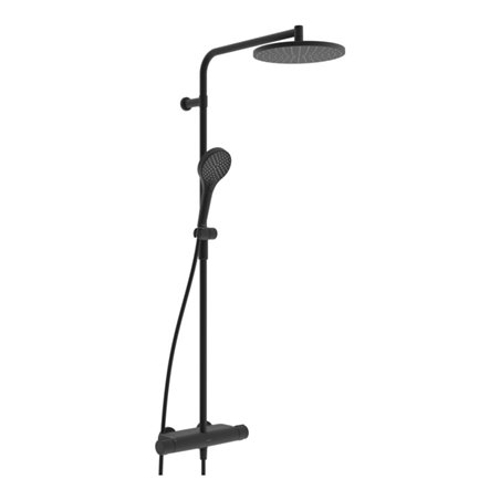 Hansa Duschsystem HANSAVIVA Regenbr., Thermostat, Wd-mont., matt-schwarz