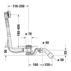 Duravit Ab-/Überlaufgarnitur Quadroval d 5,2cm, chrom