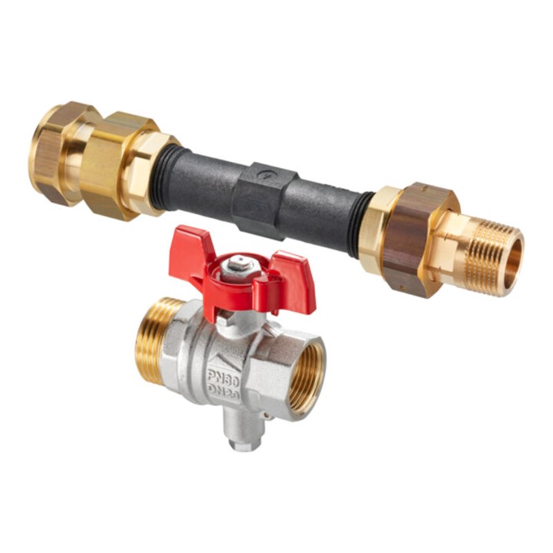 Oventrop Oventrop-Wärmemengenzähler-Anschluss-Set für Verteiler, Dg, mit Kugelhahn DN 20