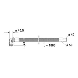 Duravit Ab-/Überlaufgarnitur Quadroval Zug 65cm, d 5,2cm, m flex Abl-Schl., chr