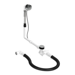 Duravit Ab-/Überlaufgarnitur Quadroval Zug 65cm, d 5,2cm, m Wanneneinlauf, chr