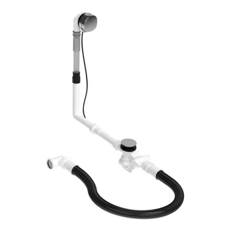 Duravit Ab-/Überlaufgarnitur Quadroval Zug 65cm, d 5,2cm, m Wanneneinlauf, chr