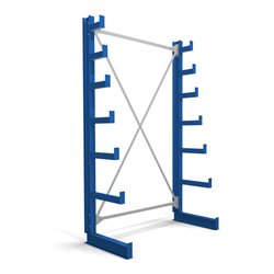 STIER Kragarmregal einseitig mit 6 absteigenden Ebenen enzianblau