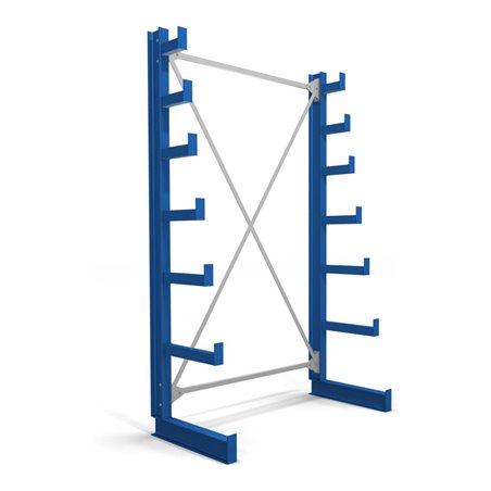 STIER Kragarmregal einseitig mit 6 absteigenden Ebenen enzianblau