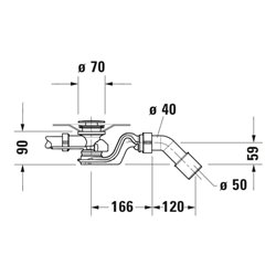 Duravit Ab-/Überlaufgarnitur Quadroval Zug 110, d 5,2cm, m Wanneneinlauf, chr