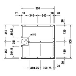Duravit Fußgestell 90x90cm, höhenverstellbar von 8-10cm