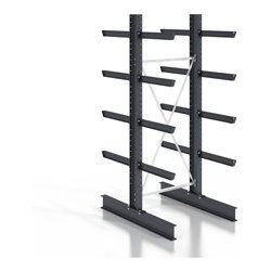 STIER Kragarmregal schraubbar doppelseitig mit 4 Ebenen HxT 2530x400 mm