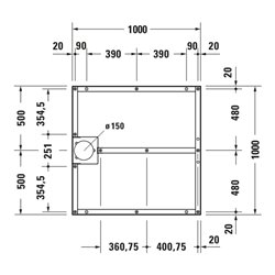 Duravit Fußgestell 100x100cm, höhenverstellbar von 8-10cm