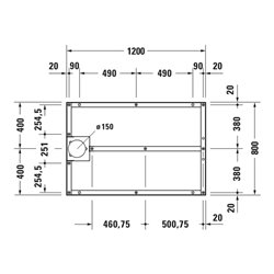 Duravit Fußgestell 120x80cm, höhenverstellbar von 8-10cm