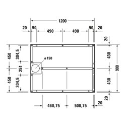 Duravit Fußgestell 120x90cm, höhenverstellbar von 8-10cm