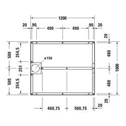 Duravit Fußgestell 120x100cm, höhenverstellbar von 8-10cm