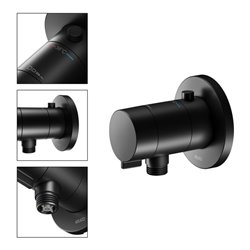 Keuco Fertigmontageset IXMO SOLO UP-Br-THM, Schlauchanschluss, rd, sw matt