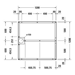 Duravit Fußgestell 120x120cm, höhenverstellbar von 8-10cm