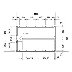 Duravit Fußgestell 140x90cm, höhenverstellbar von 8-10cm