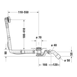 Duravit Ab-/Überlaufgarnitur Quadroval d 5,2cm, chrom