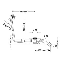 Duravit Ab-/Überlaufgarnitur Quadroval d 5,2cm, mit Wanneneinlauf, chrom