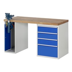 Rau Werkbank 7510 mit 4 Schubladen und Schrank 840 mm Buche-Massiv-Platte
