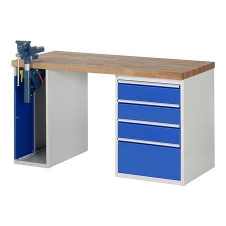 Rau Werkbank 7510 mit 4 Schubladen und Schrank 840 mm Buche-Massiv-Platte