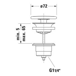 Duravit Schaftventil d 72mm, f WT ohne Überlauf, weiß