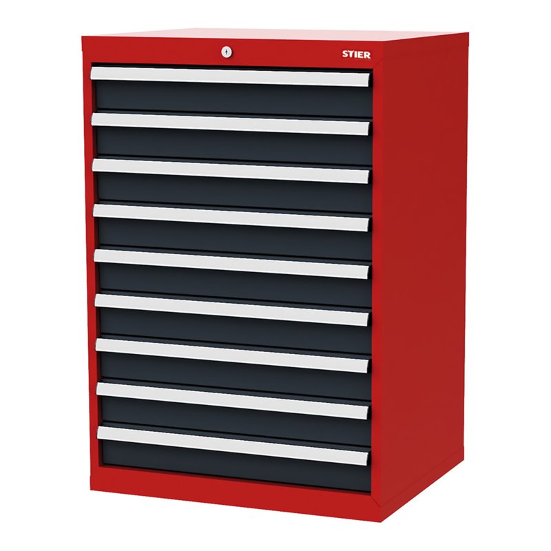 STIER Schubladenschrank mit Schubladen  rot/anthrazitgrau