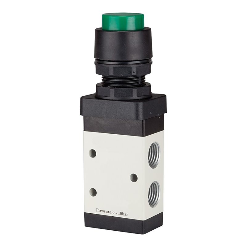 RIEGLER 3/2-Wegeventil manuell Druckknopf grün