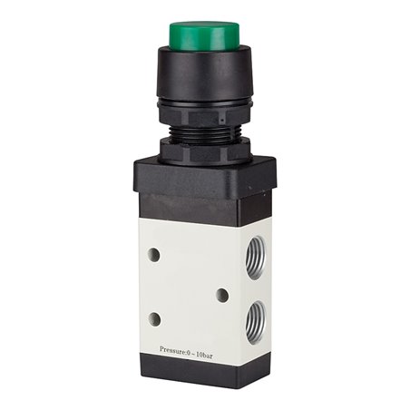 RIEGLER 3/2-Wegeventil manuell Druckknopf grün