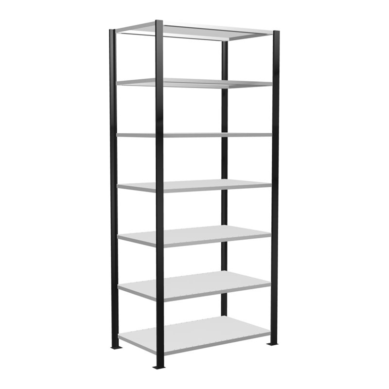 Schulte Büroregal Stecksystem MULTIplus150, 7 Fachböden, Tiefe 600 mm, beidseitig nutzbar, Aussteifung durch Längenriegel, mit M