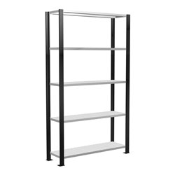 Schulte Büroregal Schraubsystem MULTIplus85, 5 Fachböden, Kreuzstrebe, einseitig nutzbar, Tiefe 300 mm, Aussteifung durch Eckwin