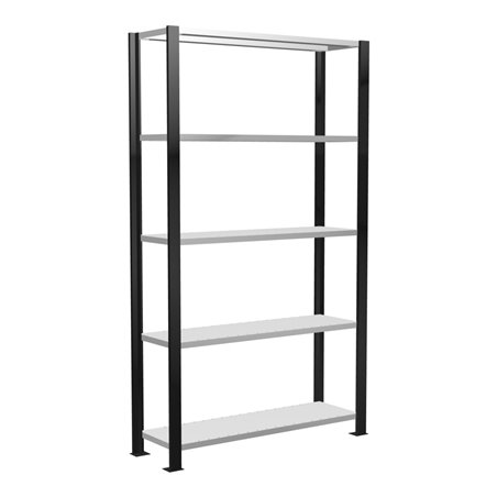 Schulte Büroregal Schraubsystem MULTIplus85, 5 Fachböden, Kreuzstrebe, einseitig nutzbar, Tiefe 300 mm, Aussteifung durch Eckwin