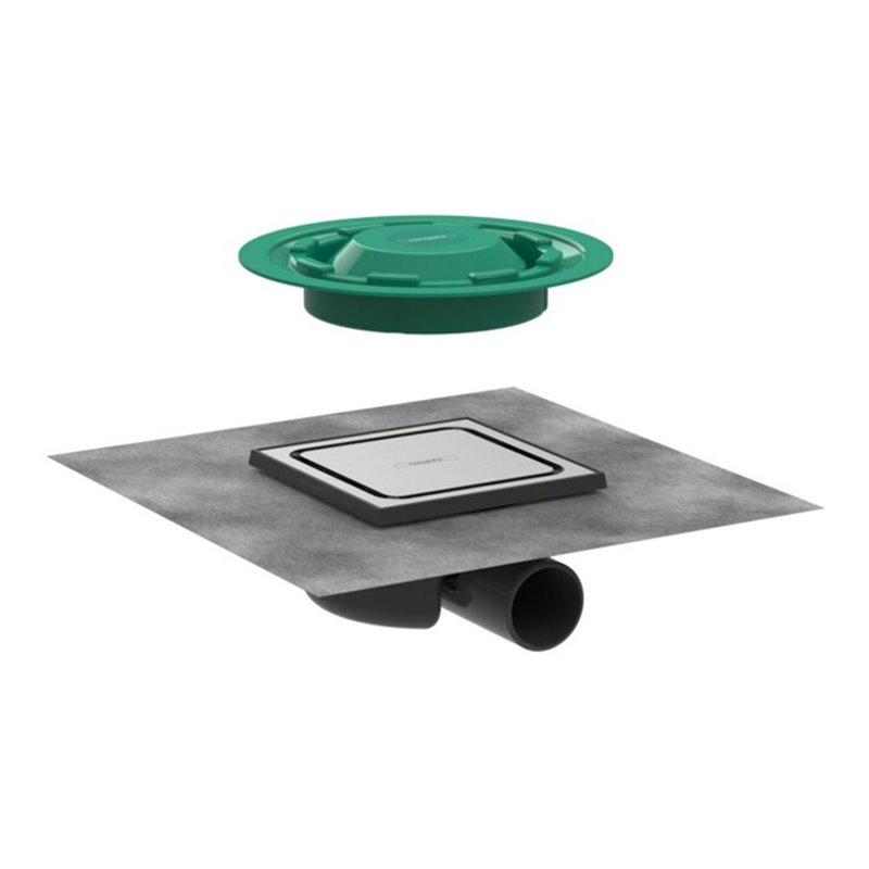 hansgrohe RainDrain Spot Boden-Punktab Komplettset, 150x150mm, Edelstahl