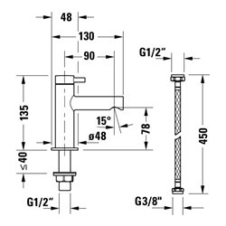 Duravit Standventil Circle Ausladung 90mm, chrom