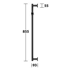 Keuco Brausestange IXMO H 855mm, Br.-Schieber, Roset. rd, sw ma