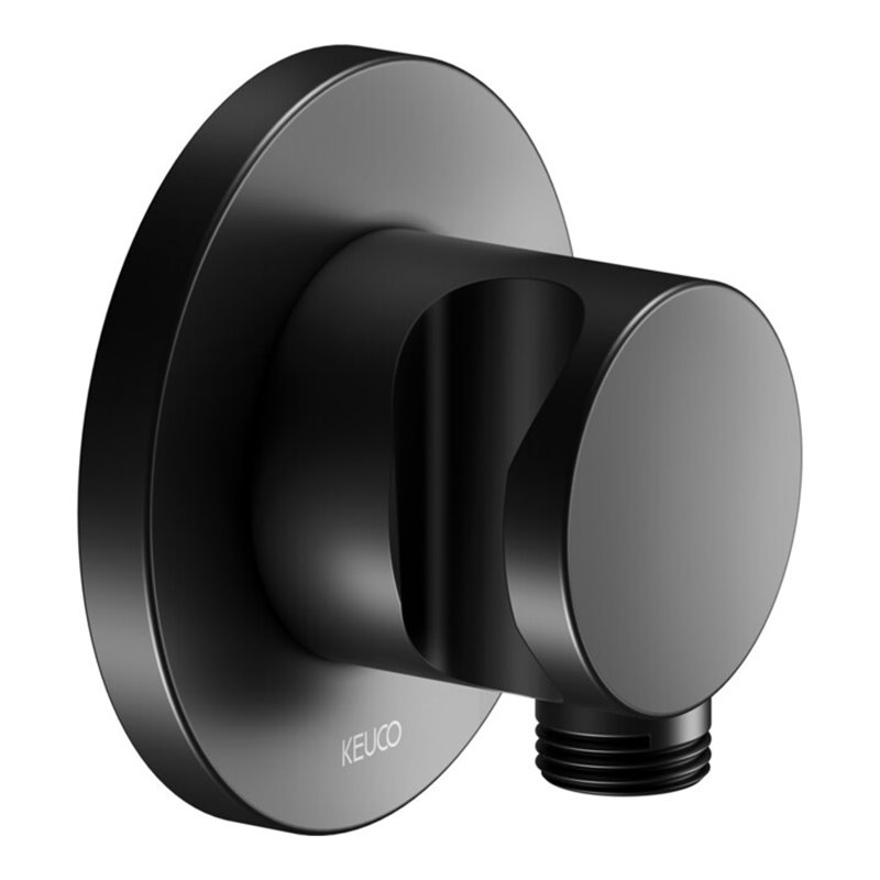 Keuco Schlauchanschluss IXMO sw matt, mit Brausehalter, Rosette rund
