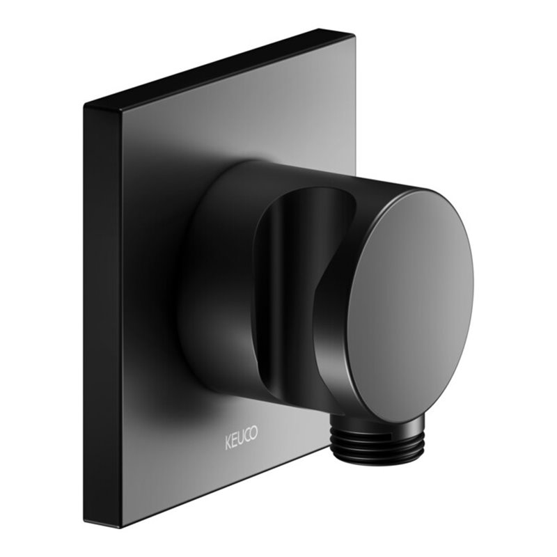 Keuco Schlauchanschluss IXMO schwarz matt, mit Brausehalter, eckig