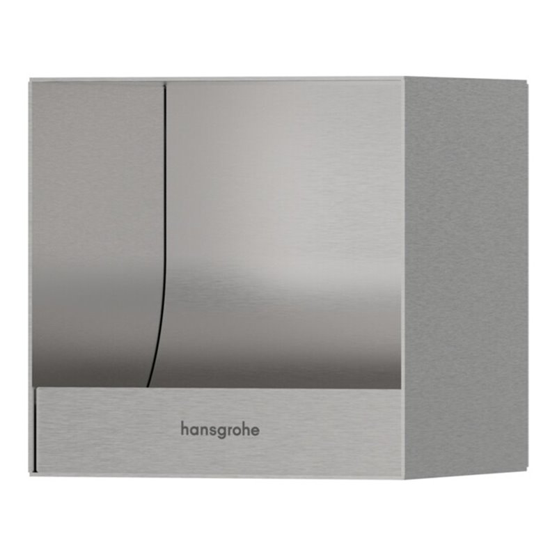 hansgrohe Einbau-Toilettenpapierhalter XtraStoris 150x150x140mm, Edelstahl gebürstet