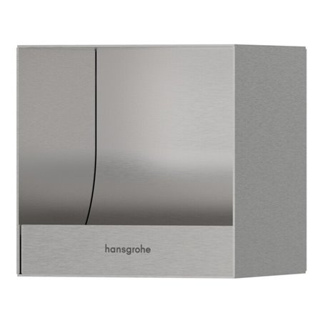 hansgrohe Einbau-Toilettenpapierhalter XtraStoris 150x150x140mm, Edelstahl gebürstet