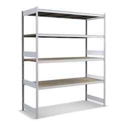 Bito Großfachregal-Set mit 4 Ebenen Spanplatte, Grundfeld verzinkt
