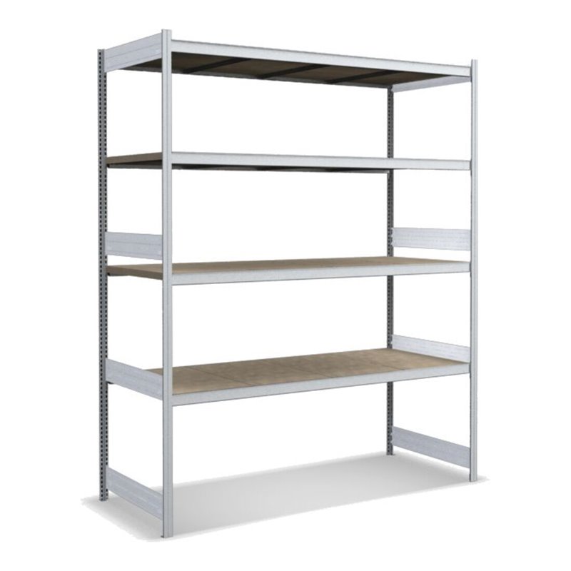 Bito Großfachregal-Set mit 4 Ebenen Spanplatte, Grundfeld verzinkt